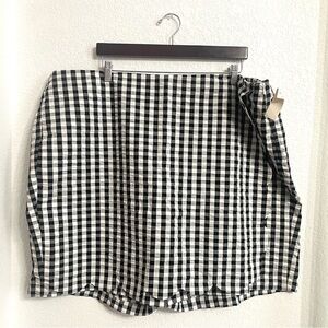 NWT Talbots Womens Skort Skirt Black White Gingham Plaid Scalloped Plus Size 24